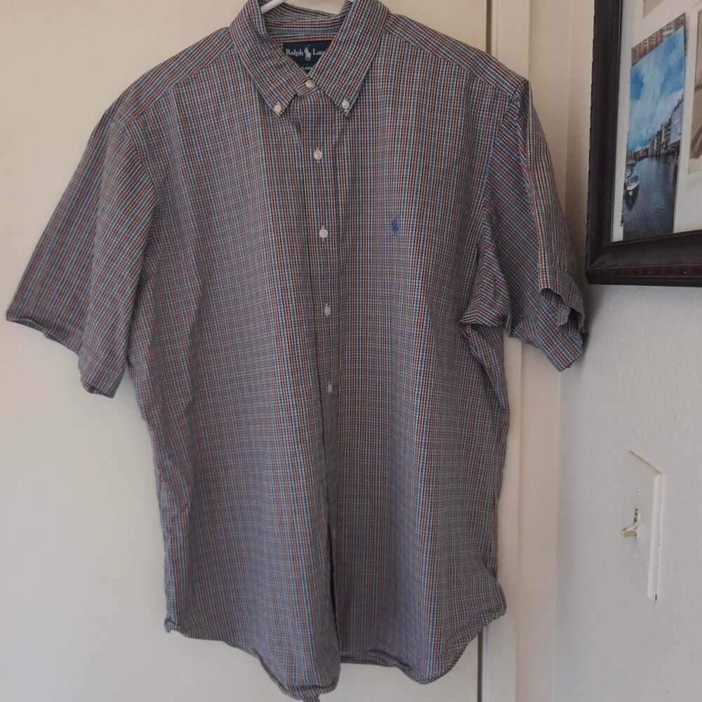 Ralph Lauren Classic Fit Plaid Short Sleeve Button Up Shirt XL